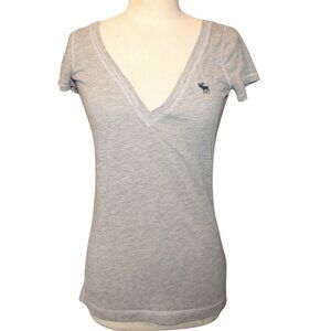 Vintage Y2K ABERCROMBIE & FITCH V-Neck Logo Tee Sz S Retro Twilight Millennial